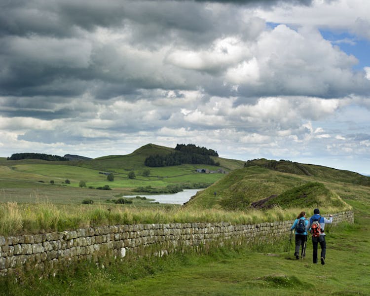 Walkers near Hadrain's Wall
