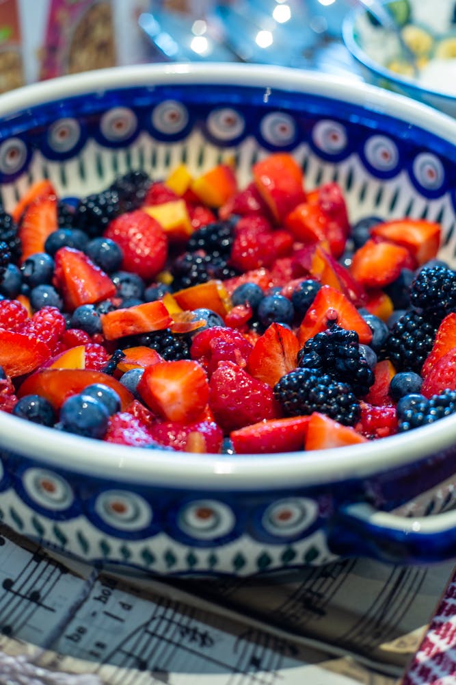 Breakfast fruit bowl in the Old Schoolhouse Bed and Breakfast in Haltwhistle, Northumberland